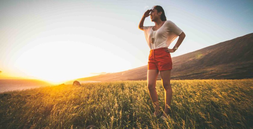 Girl looking into discstance